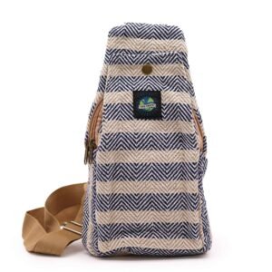 Bolso Bandolera Bicolor de Algodón, Marrón Claro y Azul Marino - Sundara Oriental