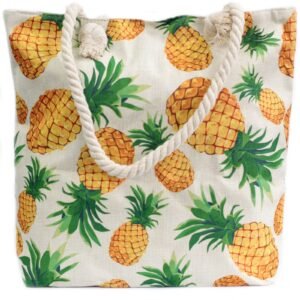 Bolso Shopper de Cuerda, Estampado Piñas Tropicales - Sundara Oriental