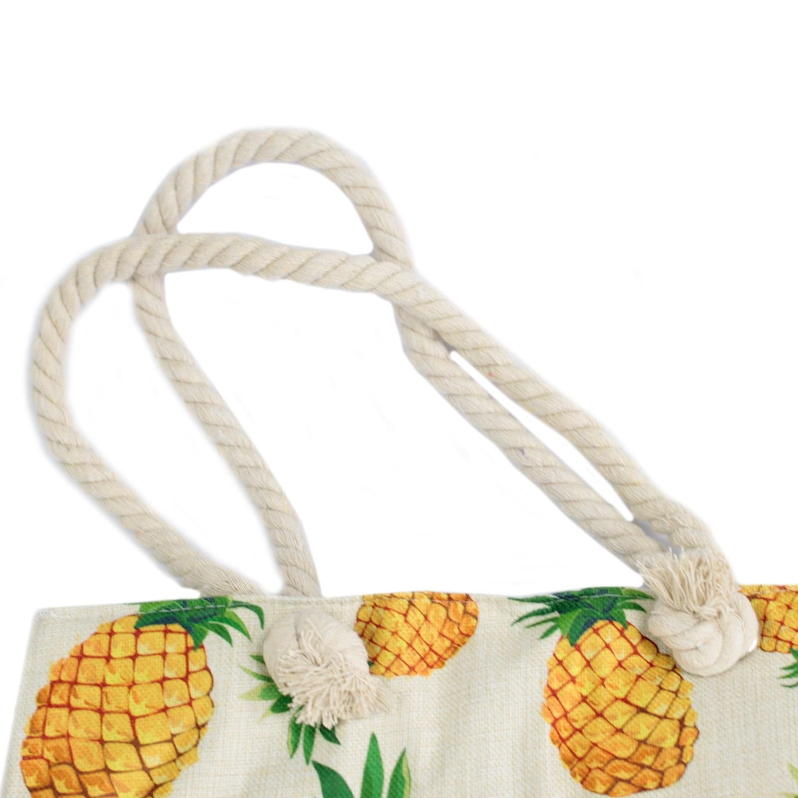 Bolso Shopper de Cuerda, Estampado Piñas Tropicales - imagen 3 - Sundara Oriental