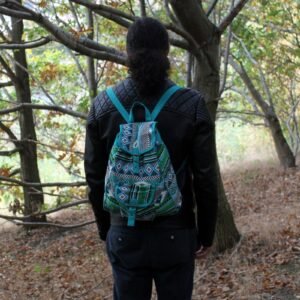 Mochila de Tejido Jacquard, Color Verde Azulado
